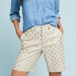 Anthropologie linen dot Bermuda shorts Size 31